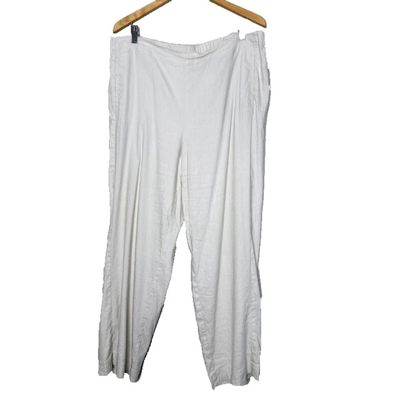 J Jill Linen Stretch Pants Womens 18 Cream Elastic Waist Casual Formal Beachy - Picture 1 of 7